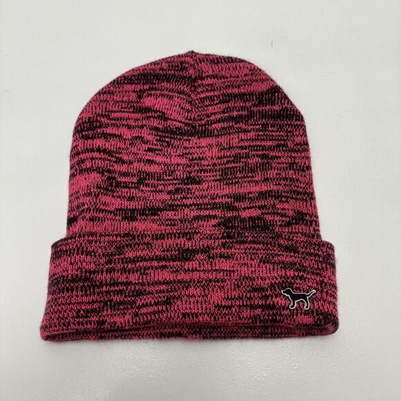 Victorias Secret PINK Beanie Hat Winter Cap Black Dog Knit - Picture 7 of 10